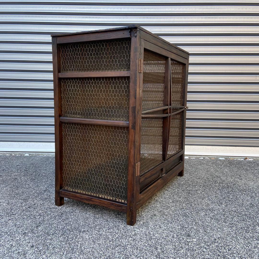 古い網の蝿帳　網棚　昭和レトロ　古家具 道具入れ
