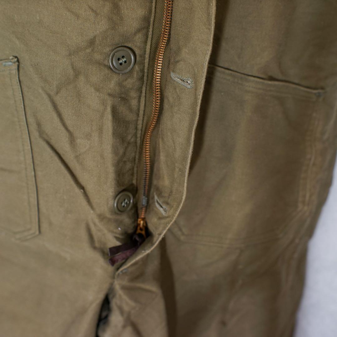 米軍実物N-1デッキパンツ U.S.N.オーバーオール オリーブドラブ L相当