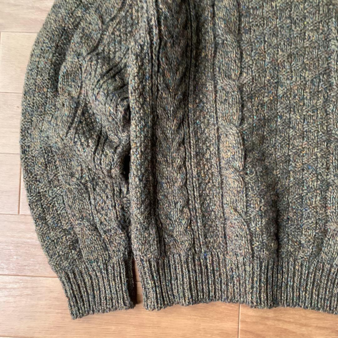 80s ラコステ ウール シルク混 ミックスヤーン ケーブルニット セーター