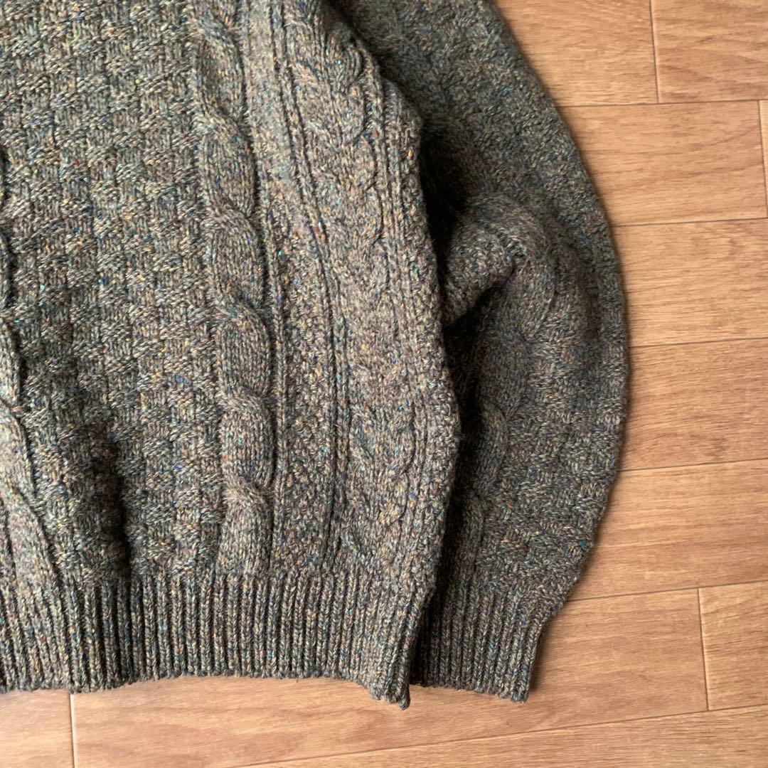 80s ラコステ ウール シルク混 ミックスヤーン ケーブルニット セーター