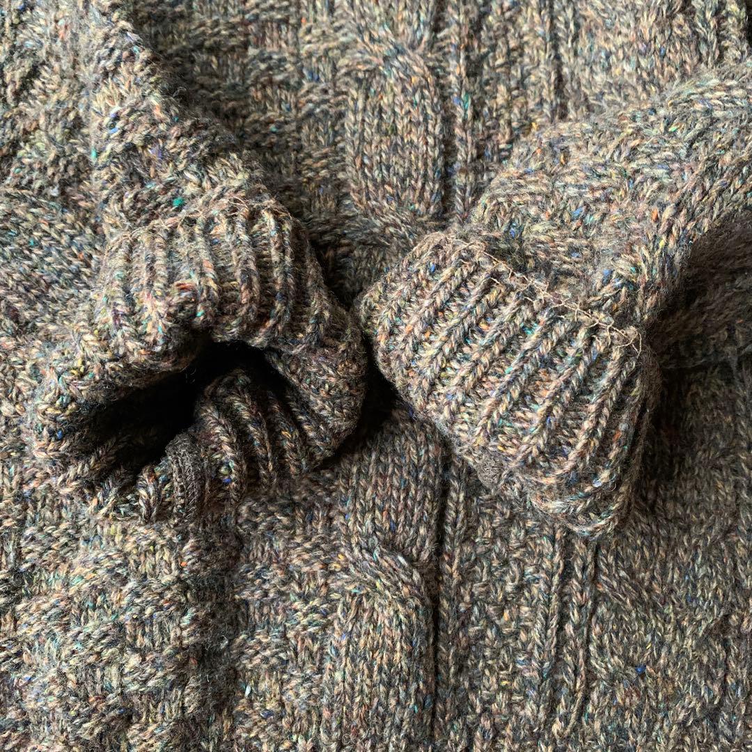 80s ラコステ ウール シルク混 ミックスヤーン ケーブルニット セーター