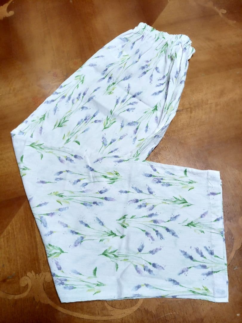 ◎新品 Narue ナルエー 高島ちぢみ パジャマ フリル ラベンダーパープル系