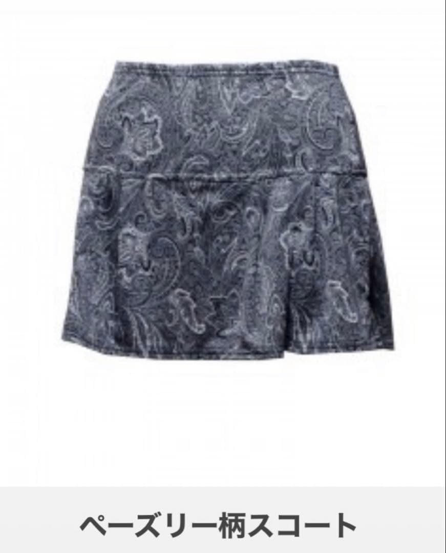 L'oetufルフ ネイビーラインストーンシャツペイズリー柄スコートセットアップ