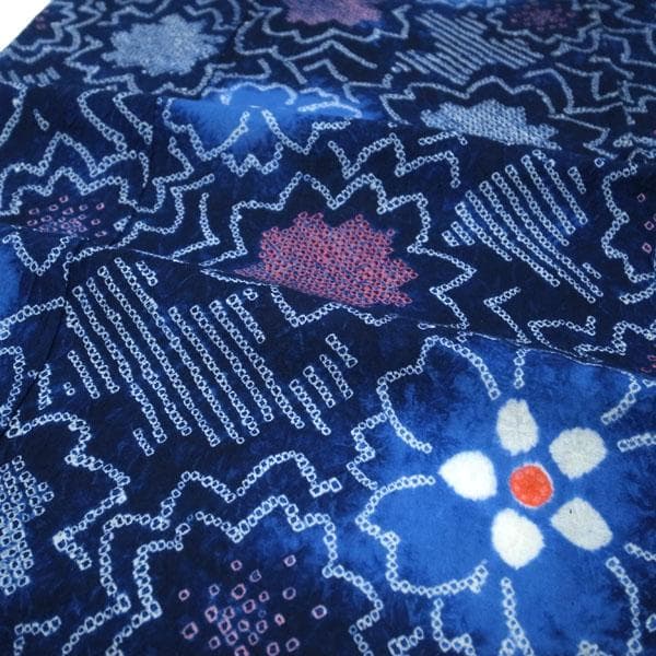 浴衣 有松鳴海絞り 夏物 夏 木綿 手縫い仕立て 裄63 Ｍ 中古 sn1449