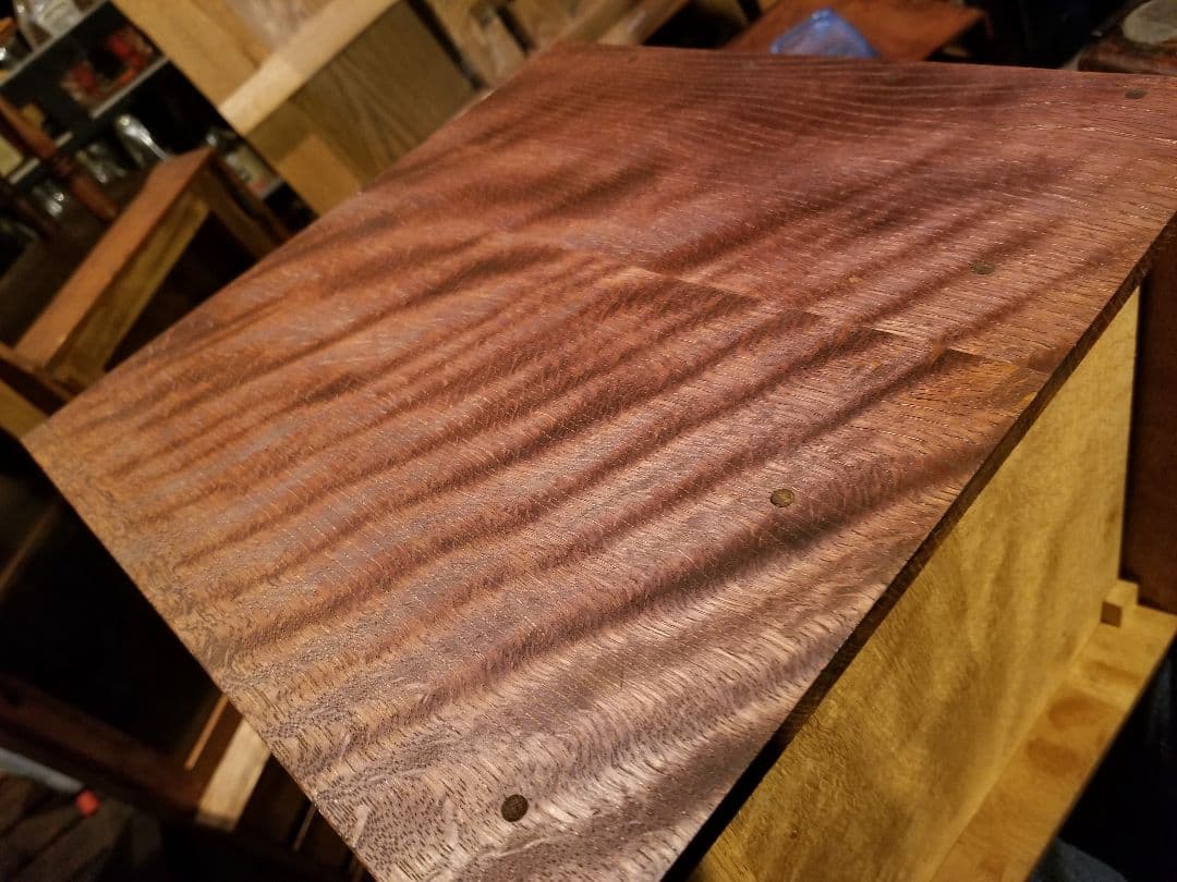 1960's 北欧モダン オーク 良杢 古金具 組木細工 小引き出し 5段