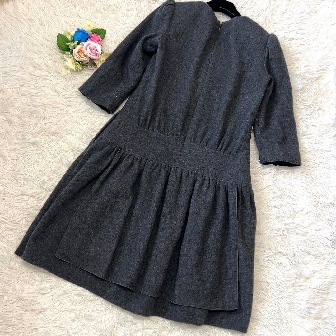 二重ふんわり✨FOXEY フォクシー　ワンピース　ヘリンボン グレー 40