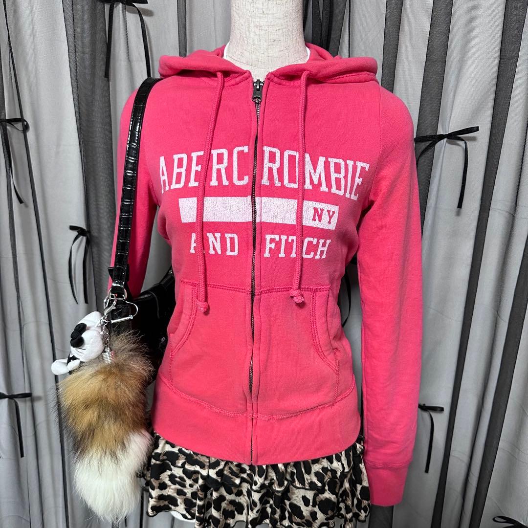 平成ギャル y2k ピンク フード付き ロゴ ジップアップ パーカー