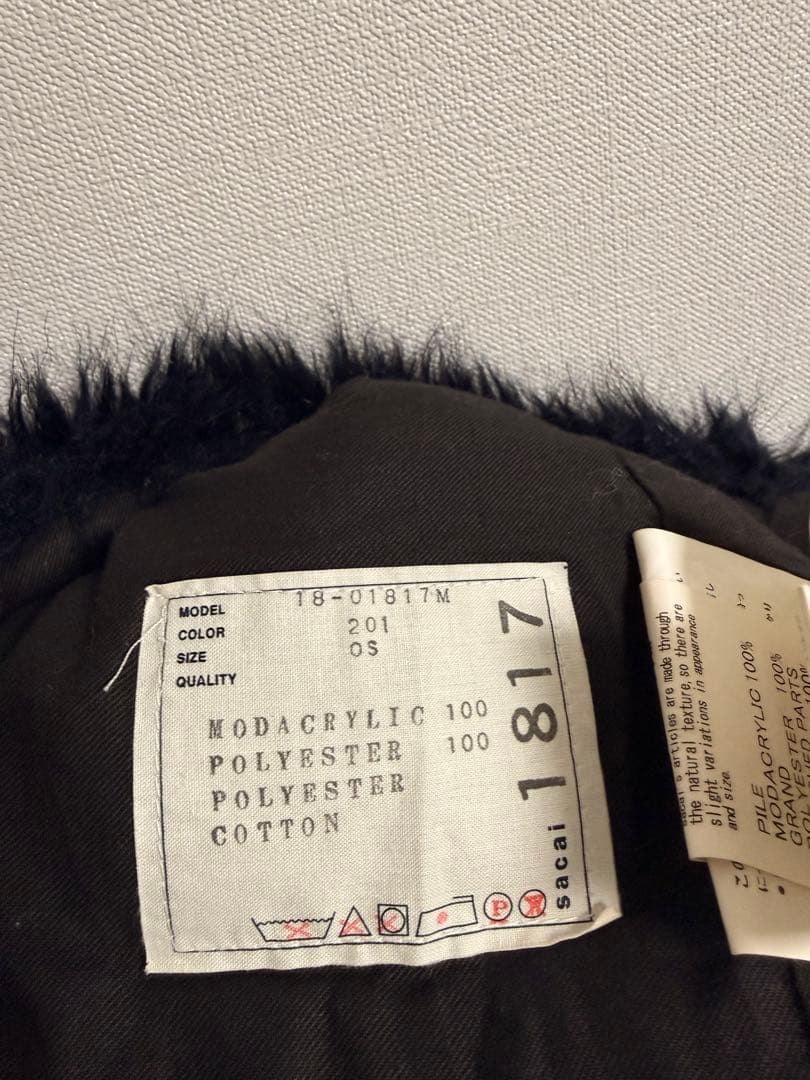 sacai ネイビー ファー付きネックウォーマー