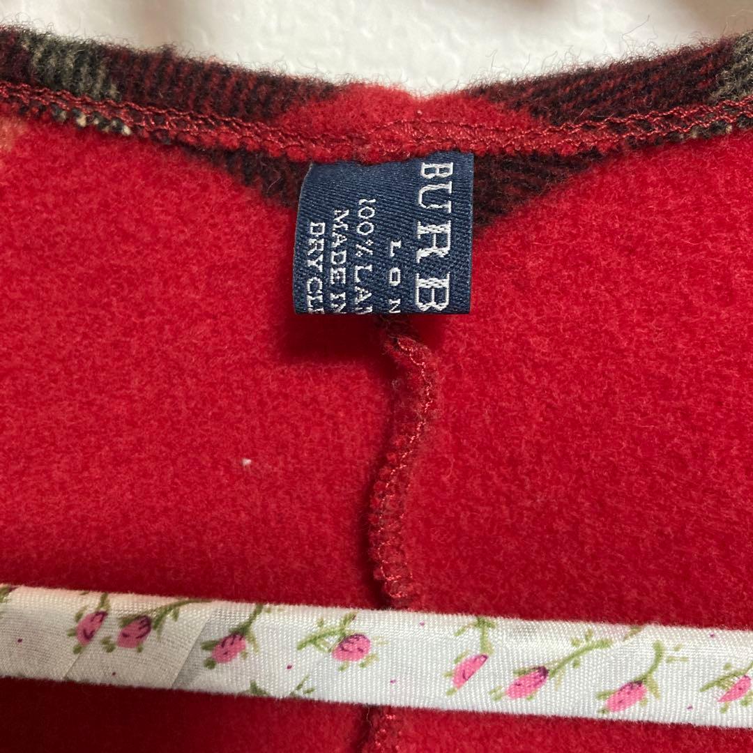 BURBERRY レッド チェック柄 ポンチョ