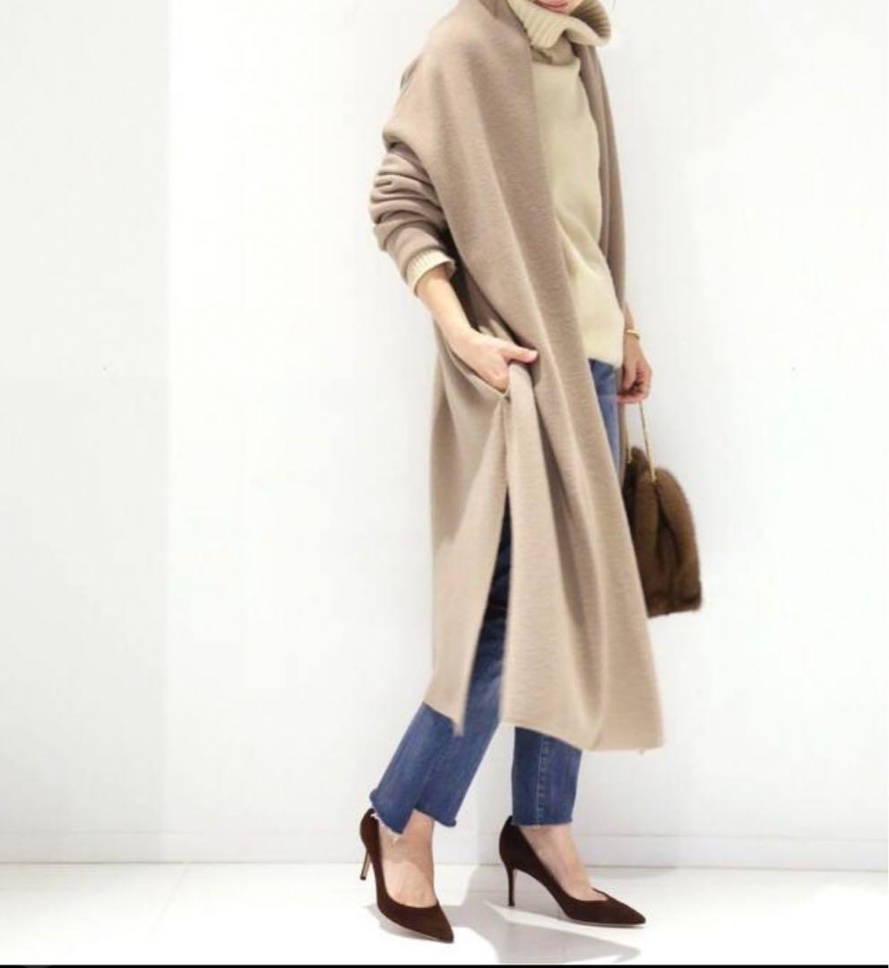 ドゥーズィエムクラス MUSEスムースニットガウンコート ベージュ