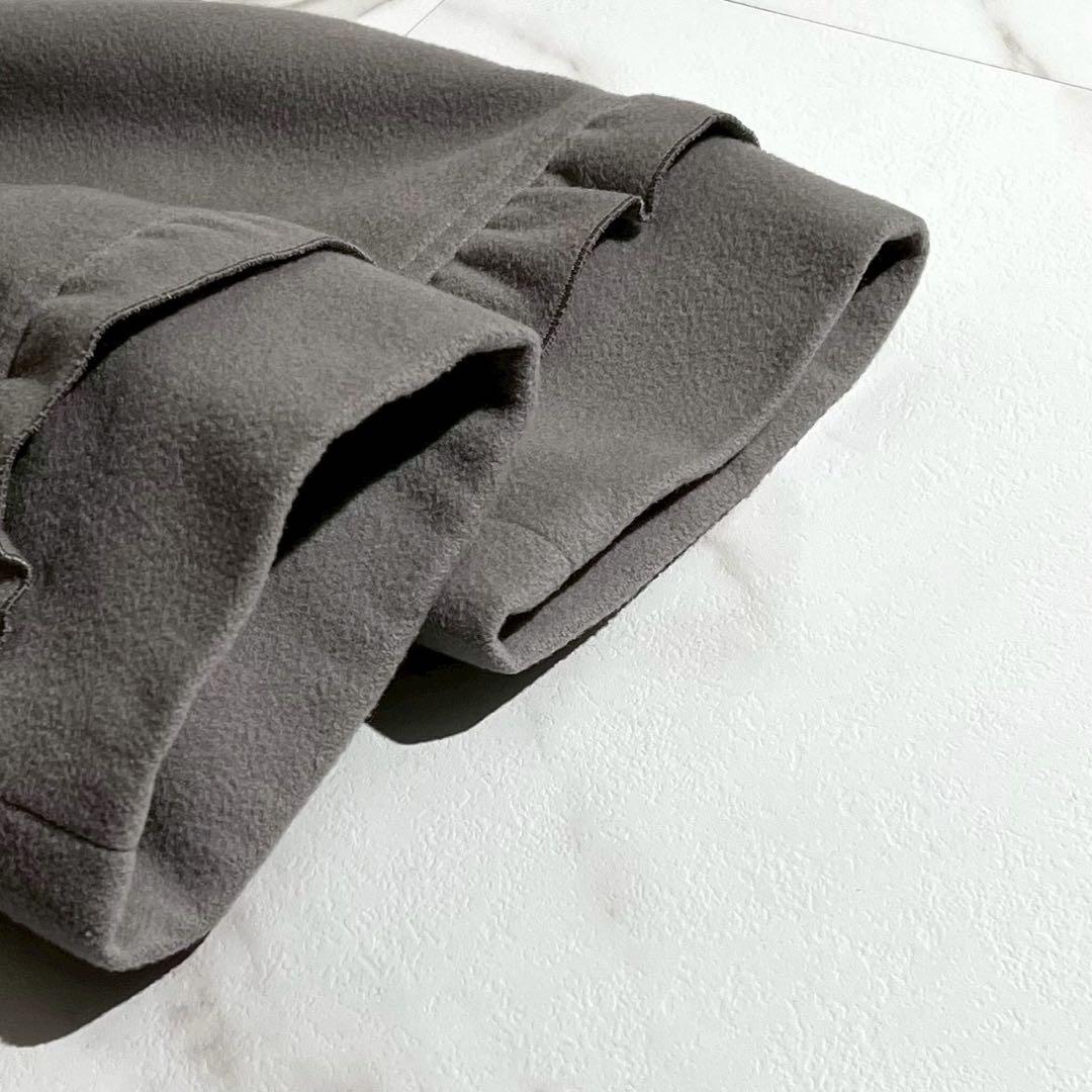 極美品 エムズグレイシー ロングコート グレー 38 フリル コサージュ ベルト