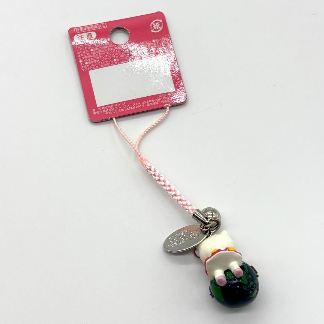 新品】ハローキティ ユニバ USJ ストラップ 根付け 地球儀 ピンク
