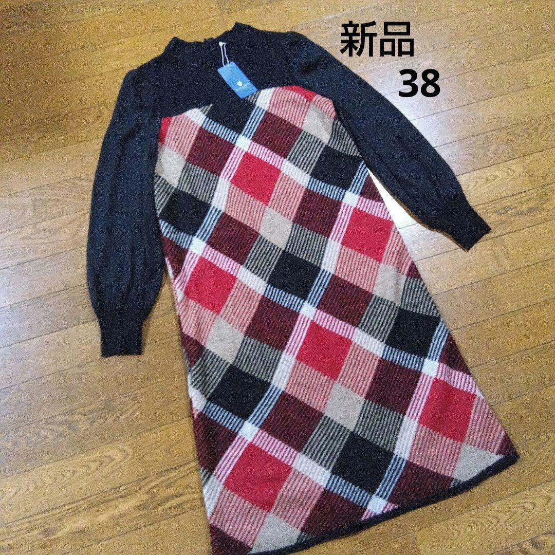 新品　ブルーレーベルクレストブリッジ　膝丈ワンピース　チェック　バーバリー