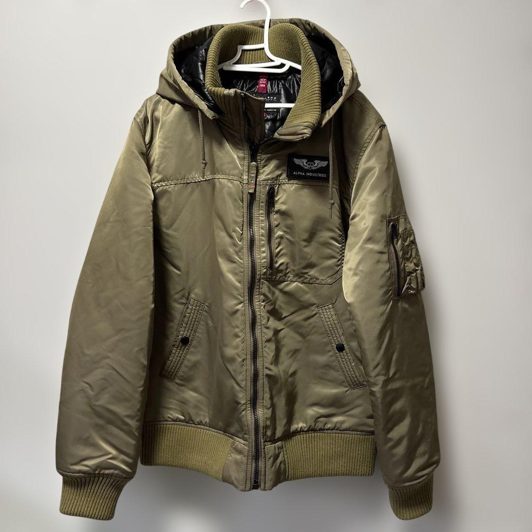 ALPHA INDUSTRIESサーモライトフルジップ　ベージュ　メンズXL