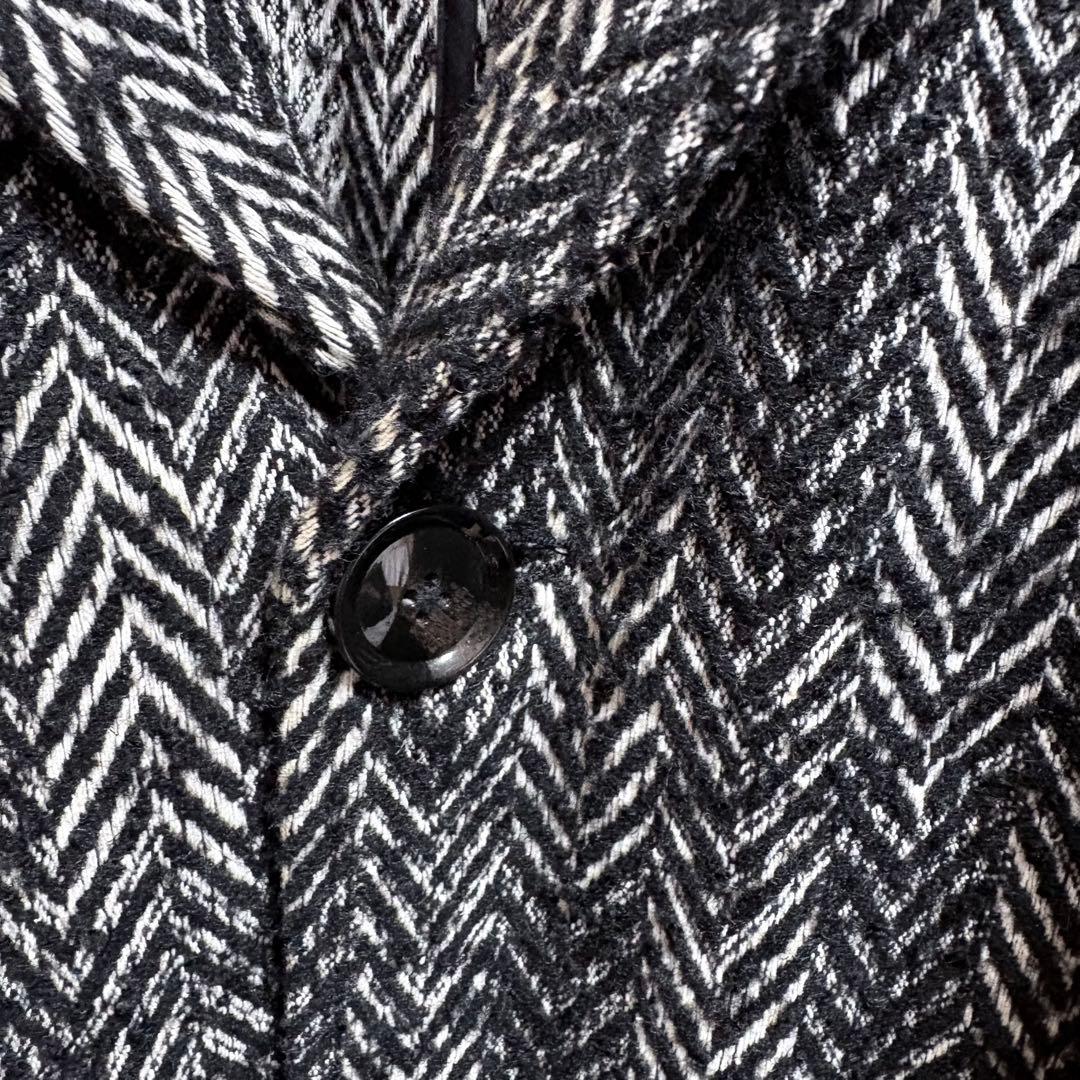 DIESEL ヘリンボーン ロングコート フリンジ加工 48 黒白 - メルカリ