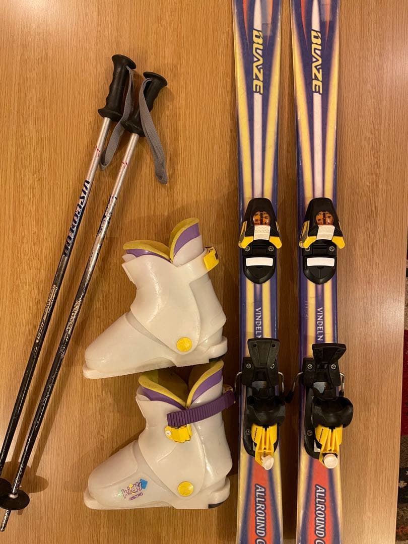 子供用スキー2セットまとめ 板116/108 ブーツ付き 子供用スキー2セット