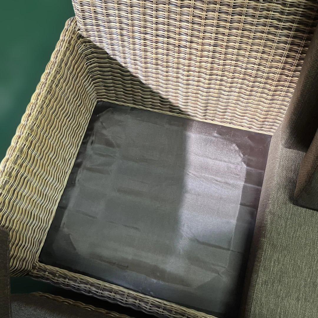 ニトリ ブラウン ラタン風 カウチソファ L字型 アジアンソファー