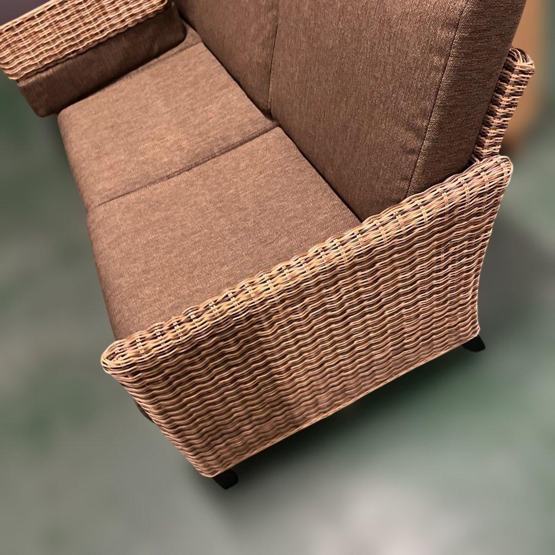 ニトリ ブラウン ラタン風 カウチソファ L字型 アジアンソファー