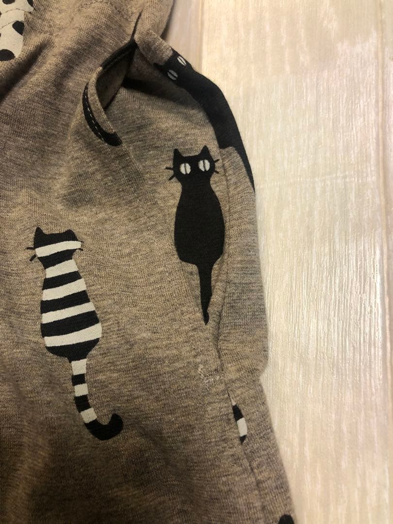 新品 ワコール アツコマタノ ルームウェア パジャマ M 猫柄 グレー系