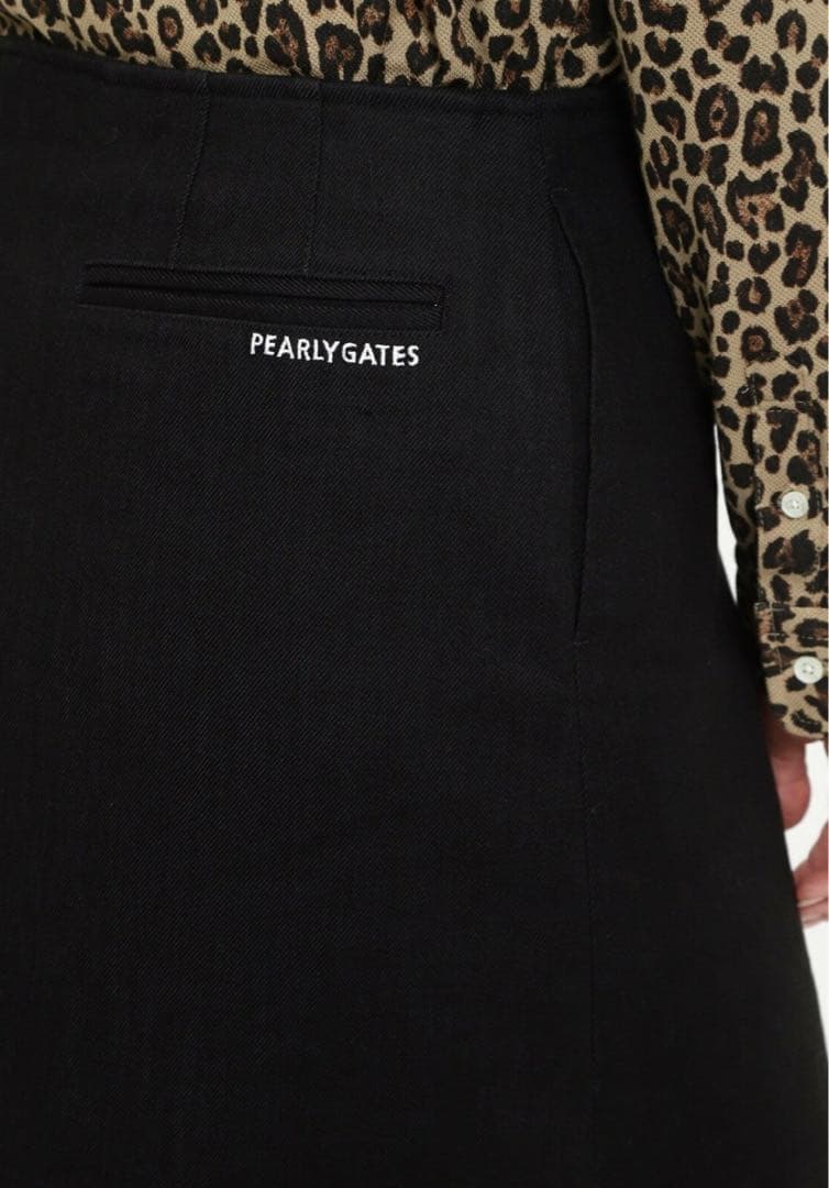 定価4パーリーゲイツ ブラックデニム ラップ調プリーツスカート