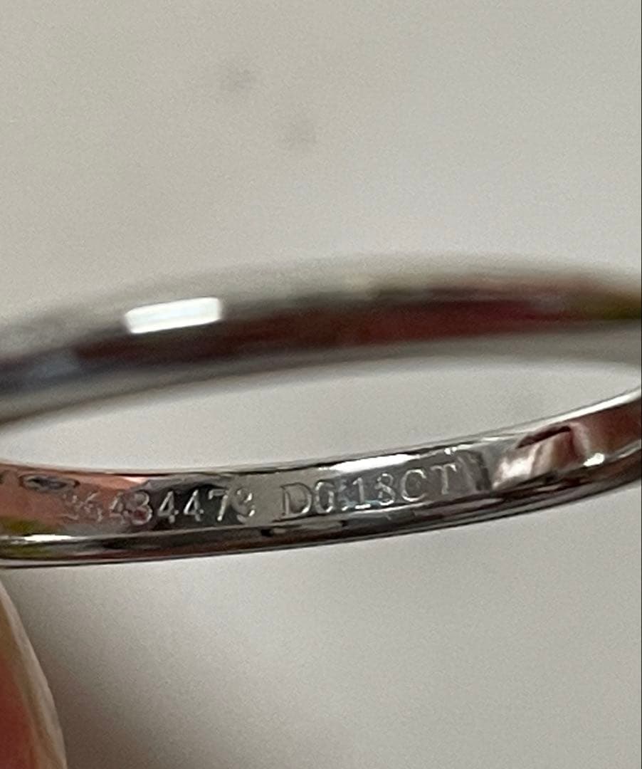 新品仕上げ　TIFFANYソリティアリング 0.18ct 13号弱　鑑定書付き