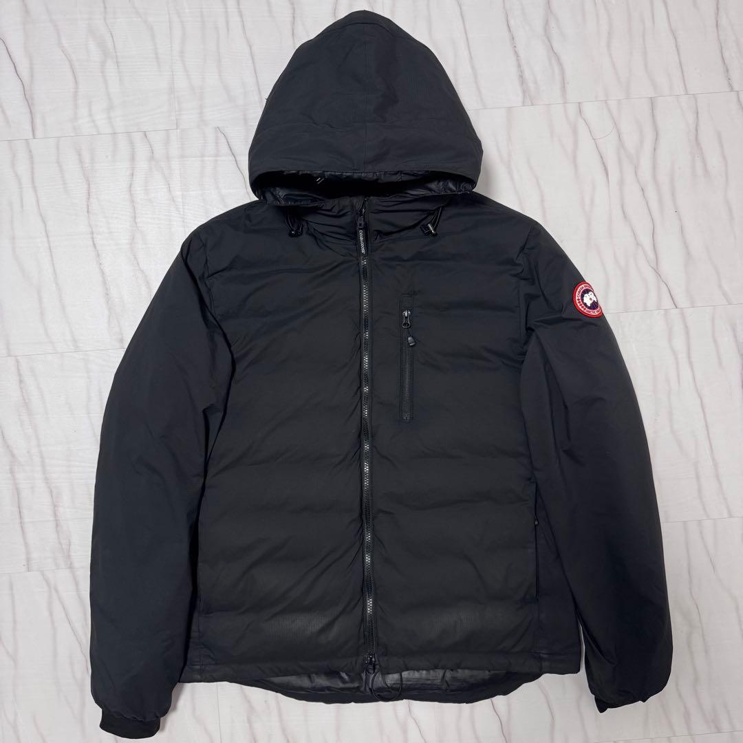 XL相当✨ カナダグース ロッジ フーディ ライトダウンジャケット 黒 フード