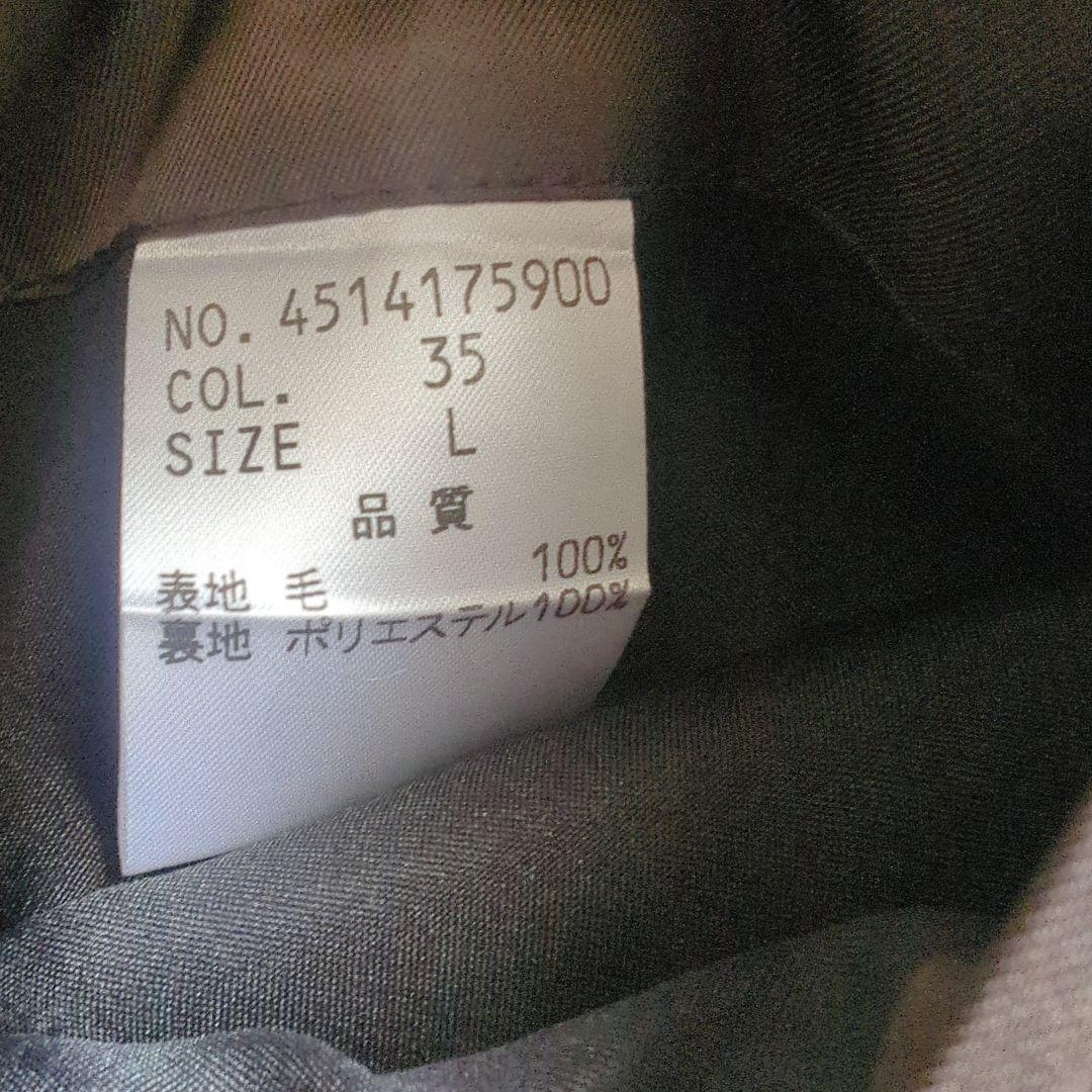 美品TeijinMen'sShopGinzaハリスツイードブラウンウールコートL