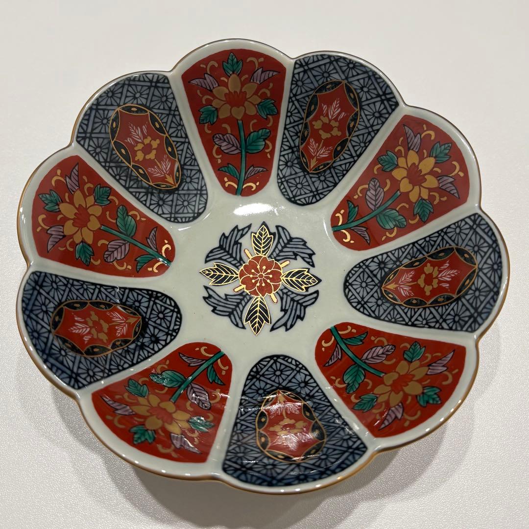 【美品】林九郎窯 色絵金彩 輪花皿 5枚セット