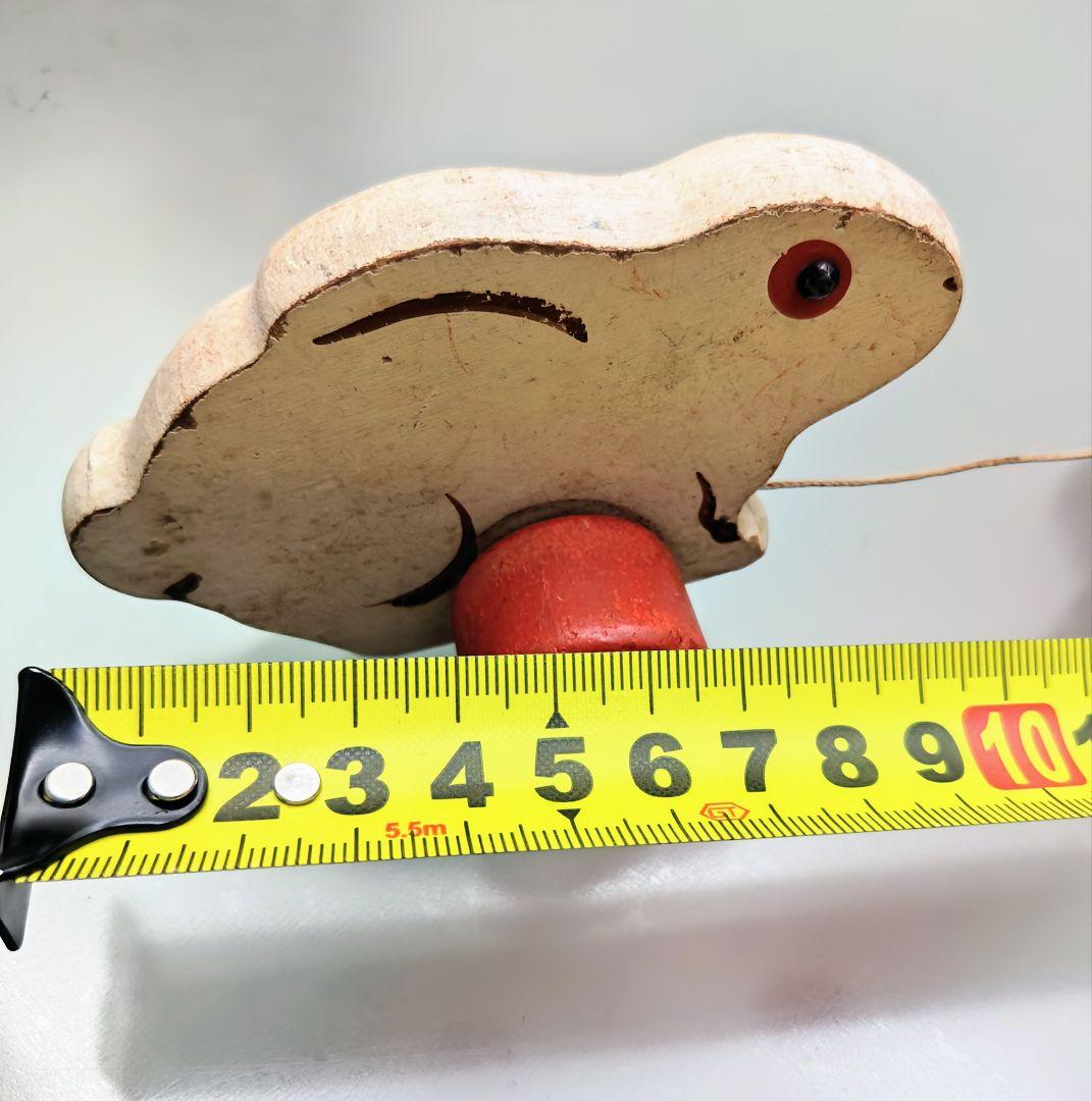 フランスアンティークうさぎの木製プルトイ✩ドイツヴィンテージビスクドール 25㌢