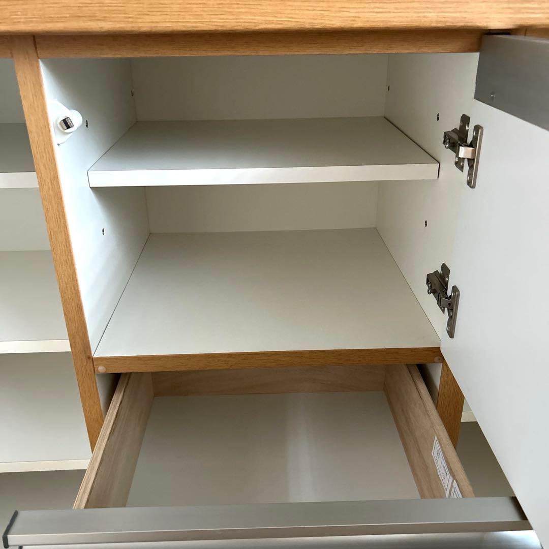 たのめる便】ニトリサイドボード/食器棚 モデナ2 120LBR ガラス扉 家具