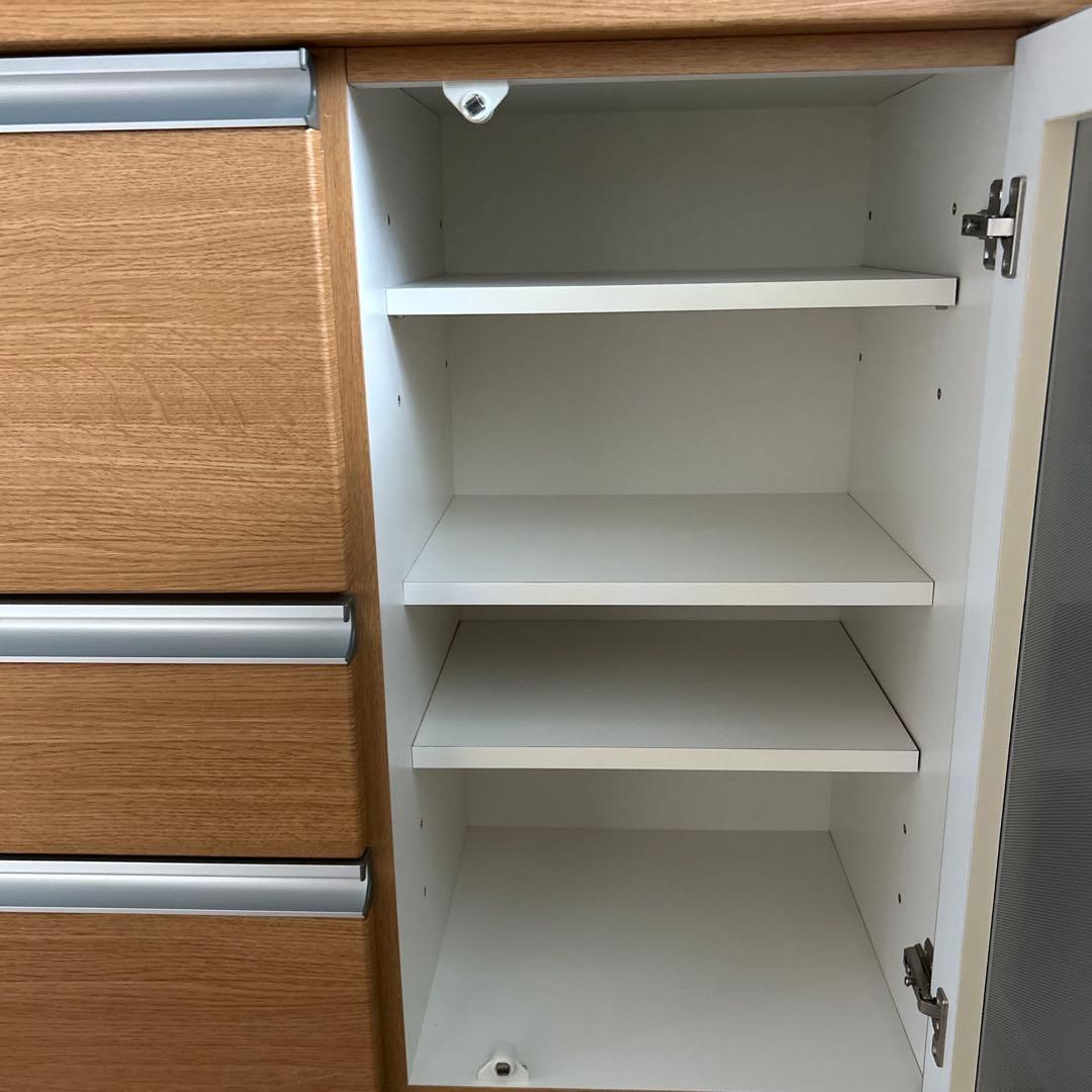 たのめる便】ニトリサイドボード/食器棚 モデナ2 120LBR ガラス扉 家具