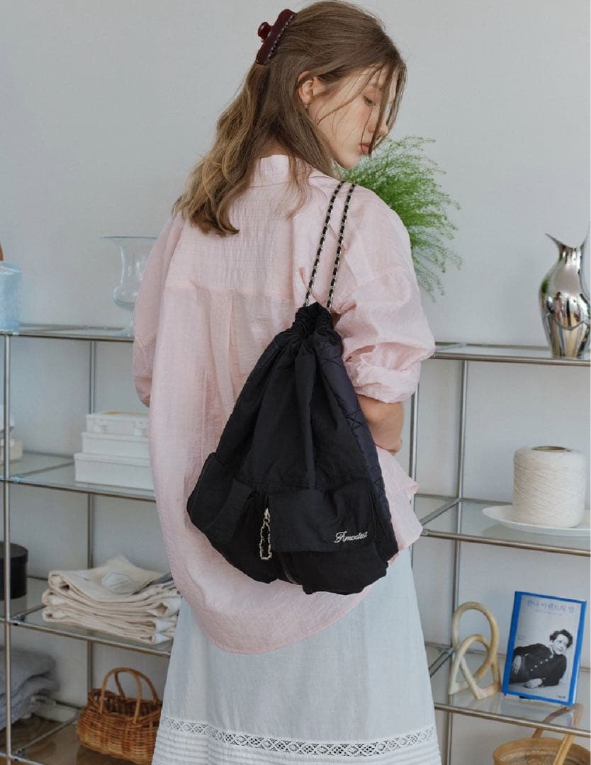 【modestmood】韓国　ブランド　ナップザック　ブラック　バッグ