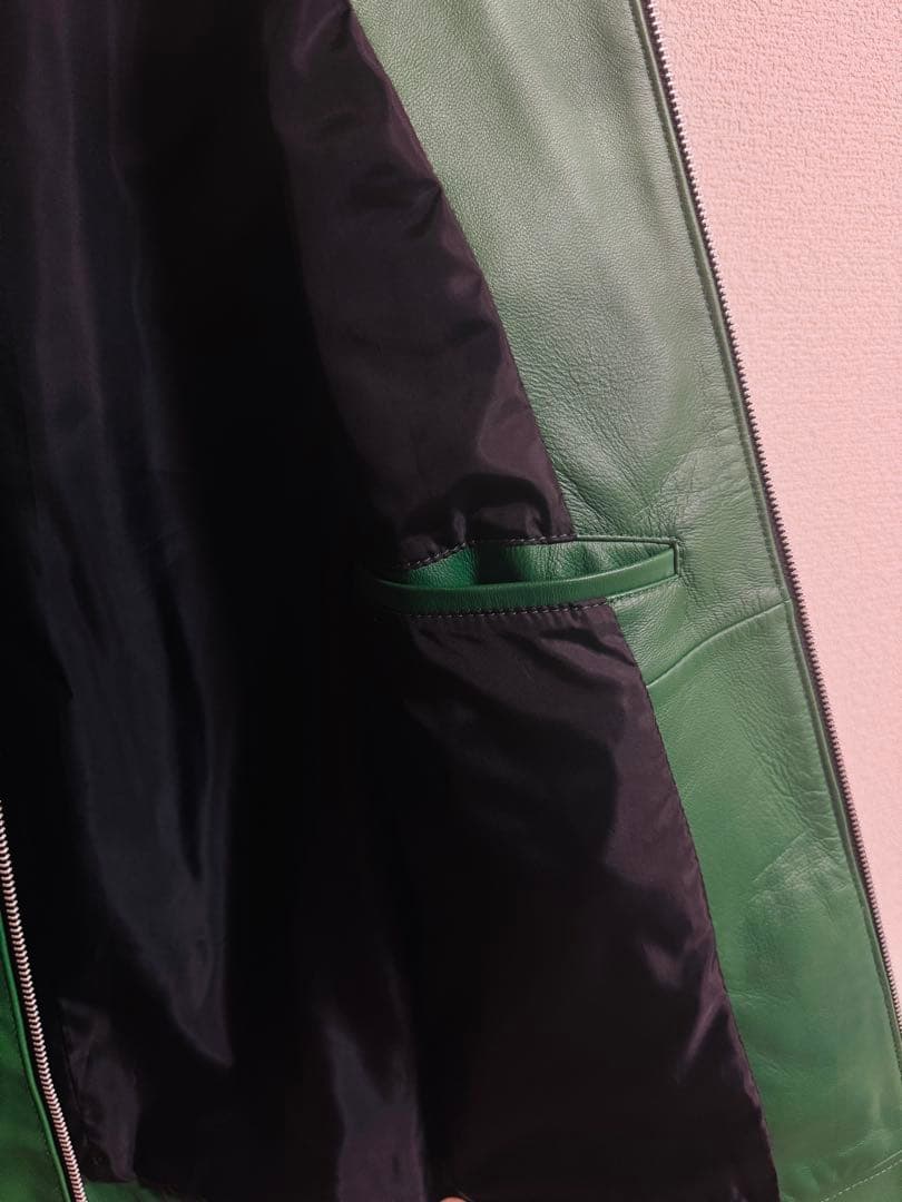 こ*迎様 【美品】ラトルトラップ シングルライダース LL 羊革 緑 シープレザ