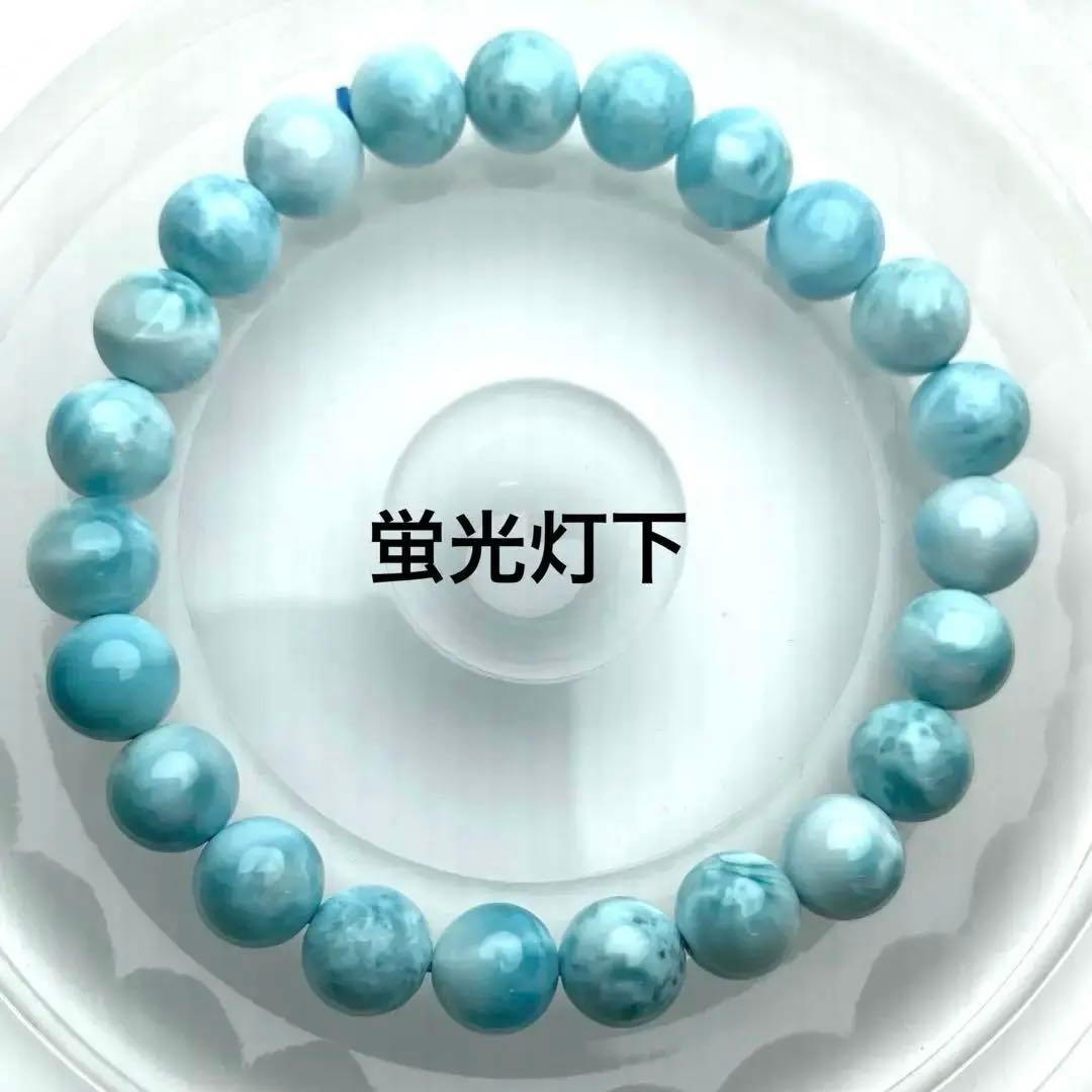 高品質】ラリマー ブレスレット 8mm 亀模様綺麗な天然石 黒点無し②