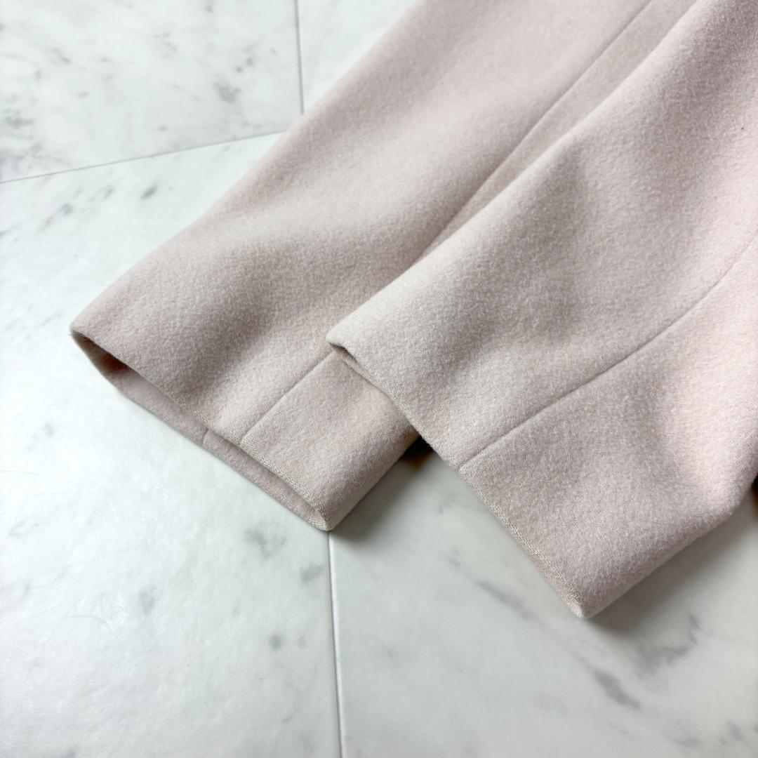 BEIGE, アンゴラ ウール M ノーカラー ロングコート ベルテッドコート