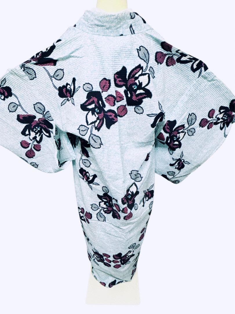 A29 有松鳴海絞り調　美品浴衣 椿　水色　綿