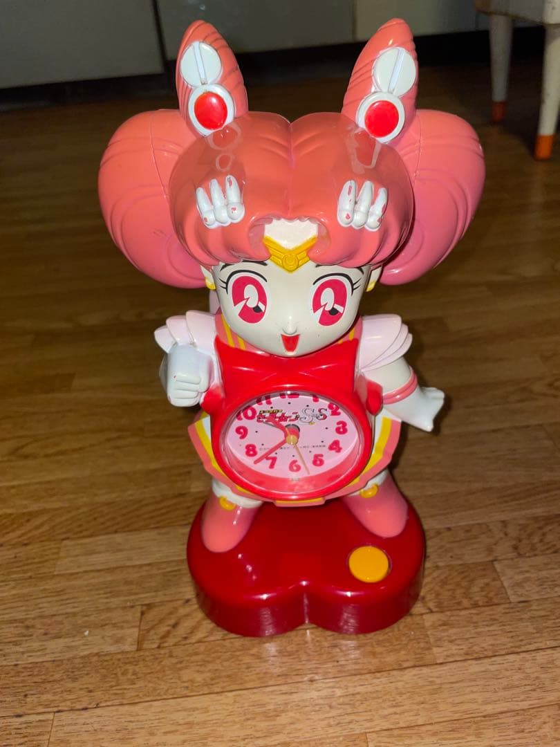 当時物・セーラームーンSS ちびムーン 目覚まし時計 ピンク