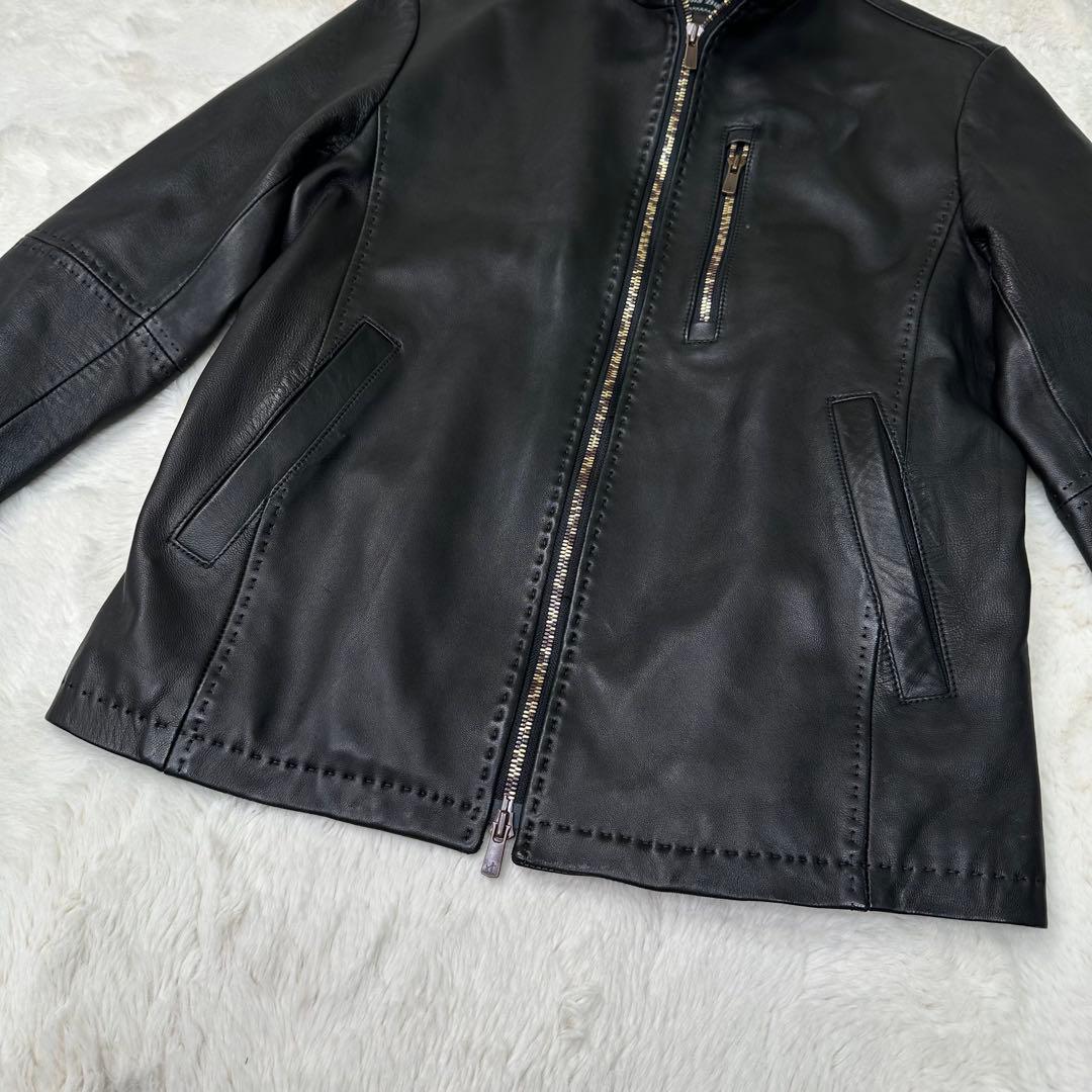 ✨美品✨メンズビギ 羊革シングルライダースジャケット 黒 Sサイズ