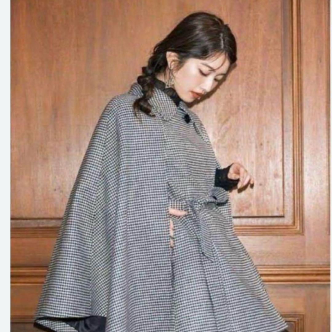 Lily Brown 千鳥柄 ケープコート - メルカリ