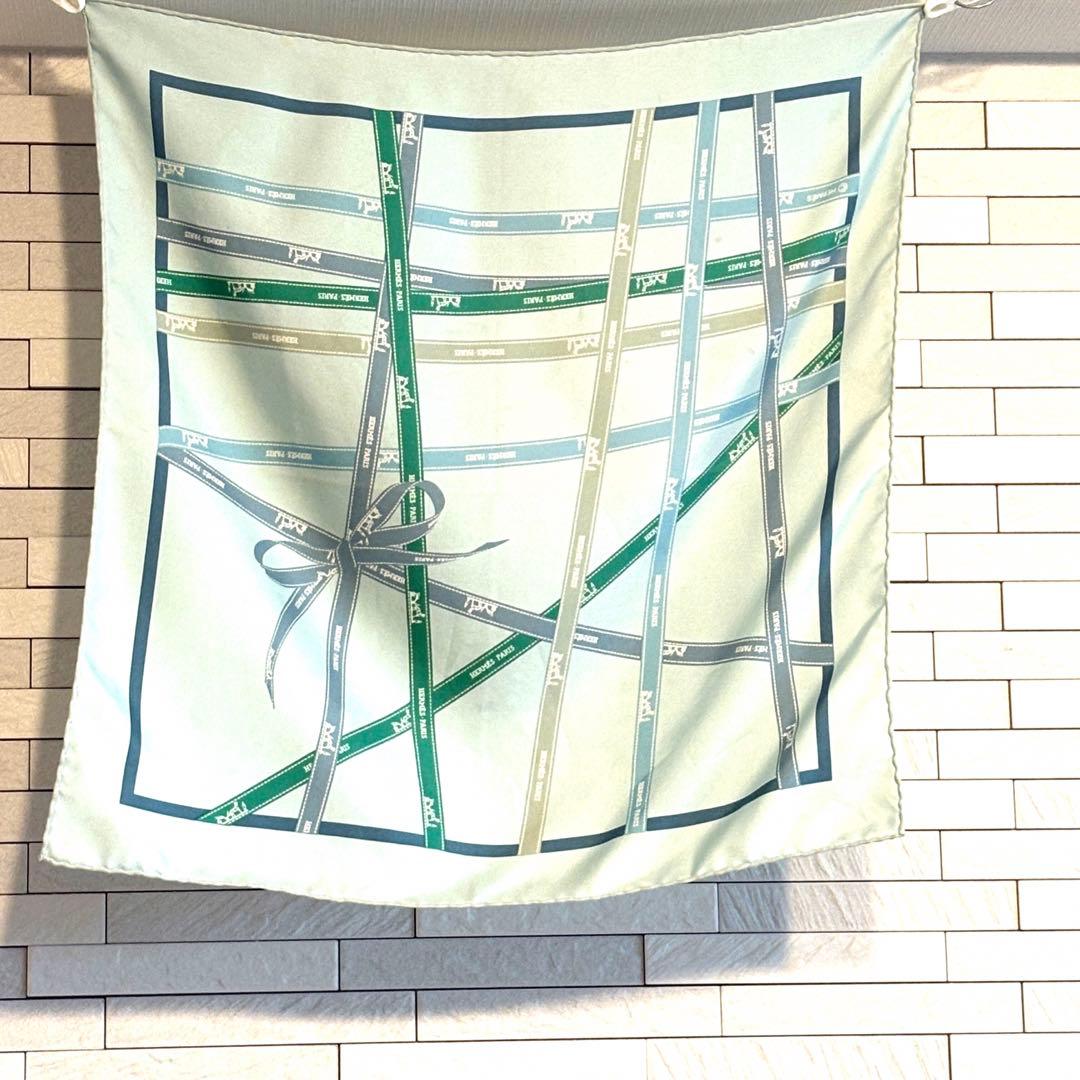 HERMES エルメス スカーフ カレ45 シルク　リボン