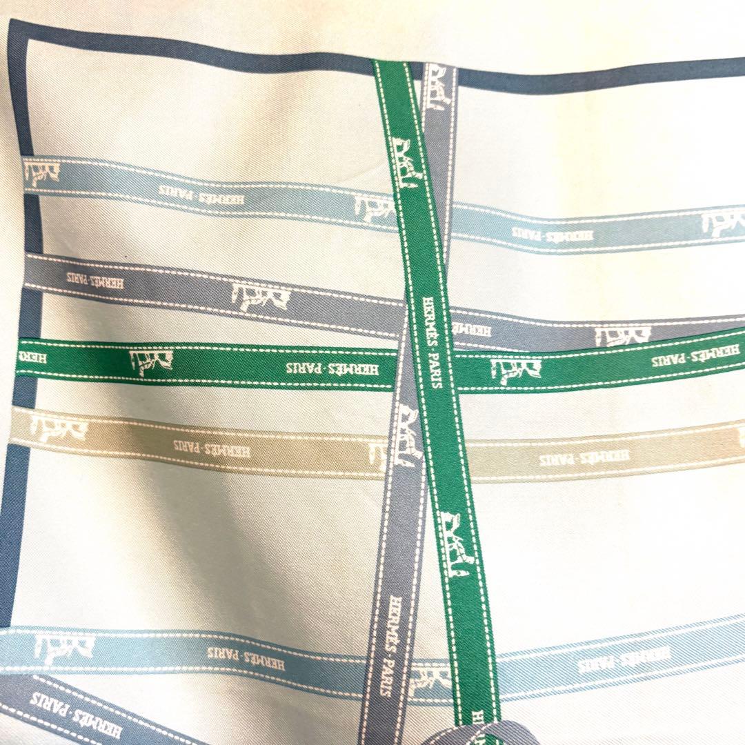 HERMES エルメス スカーフ カレ45 シルク　リボン