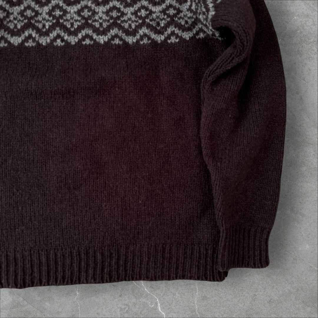 MARGARET HOWELL モックネックニット スコットランド製 ブラウン