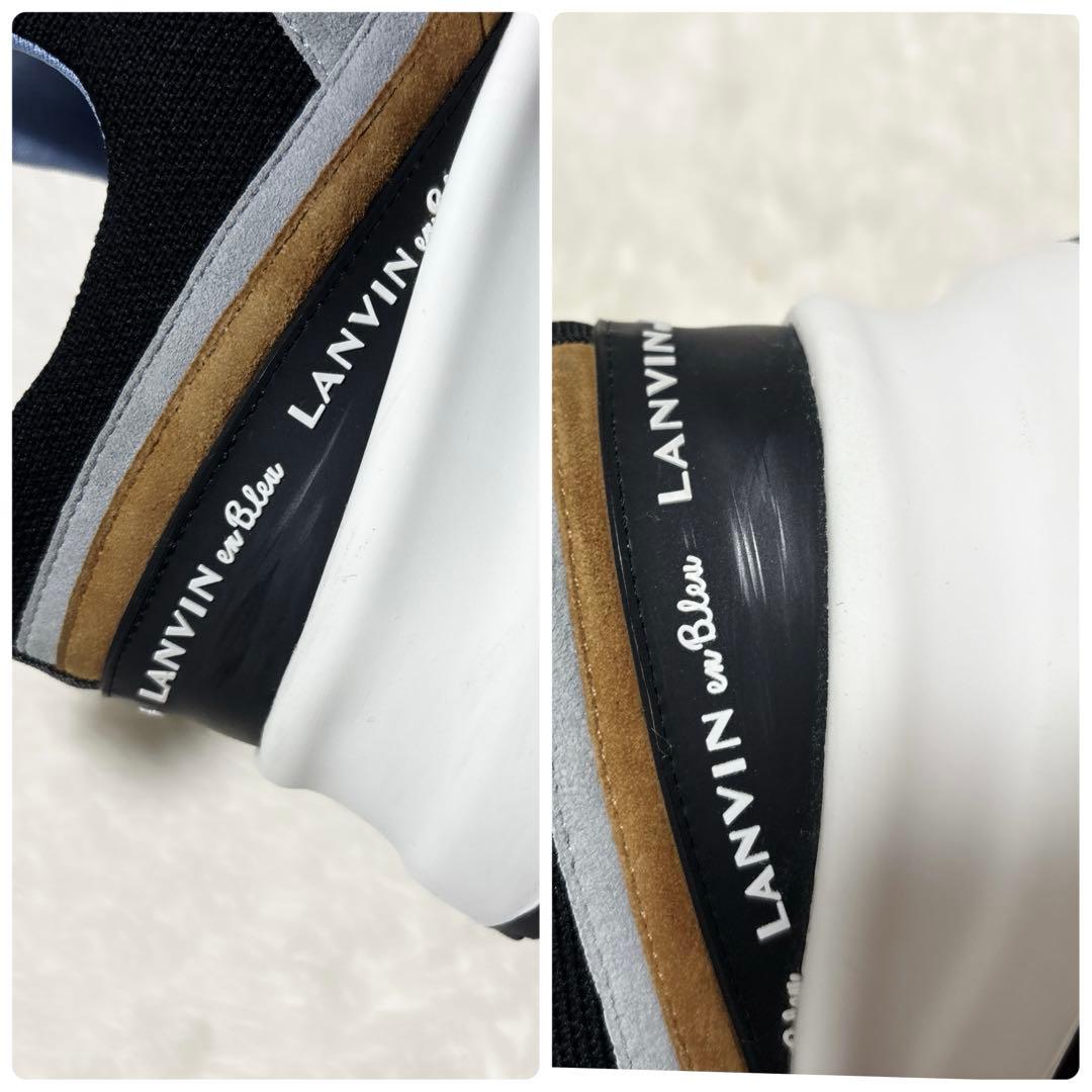 【良品】LANVIN en Bleu 厚底　スニーカー　 24.5cm 黒　茶