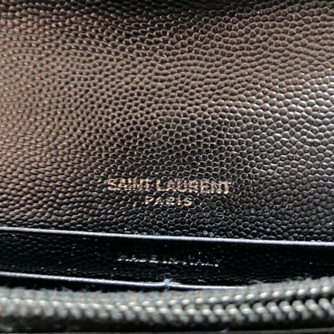 箱付き極美品✨サンローラン 長財布 キャビアスキン カサンドラロゴ ブラック