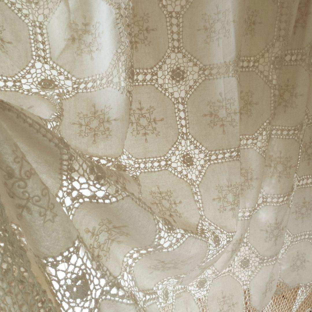 Vintageかぎ針編みレース　刺しゅうパネル　大判　マルチカバー