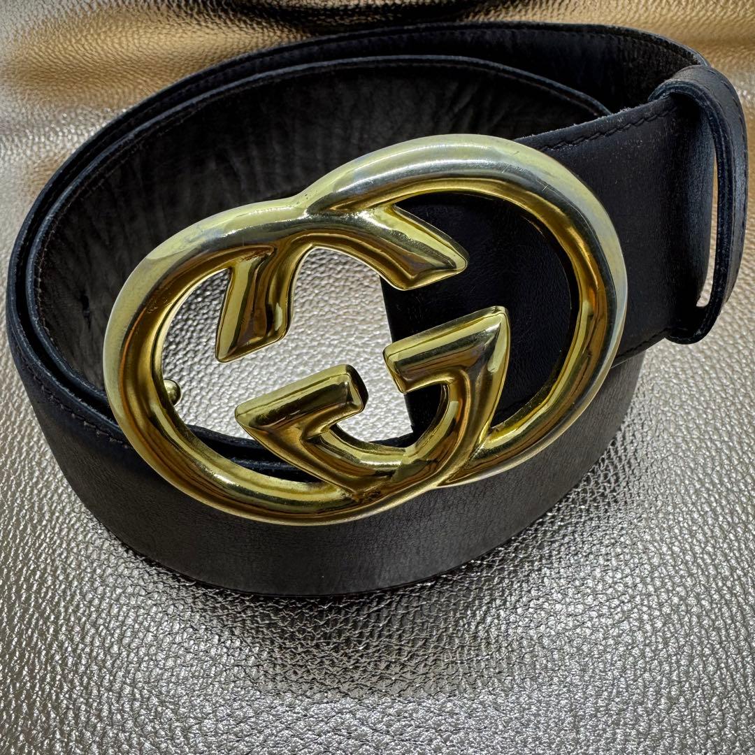 GUCCI ダークブラウン レザー ベルト
