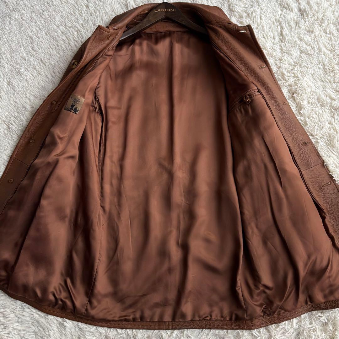 ディアスキン レザー ステンカラーコート イタリア製 ブラウン 鹿革