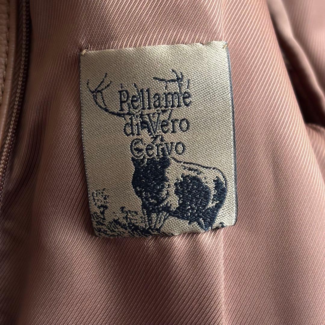 ディアスキン レザー ステンカラーコート イタリア製 ブラウン 鹿革