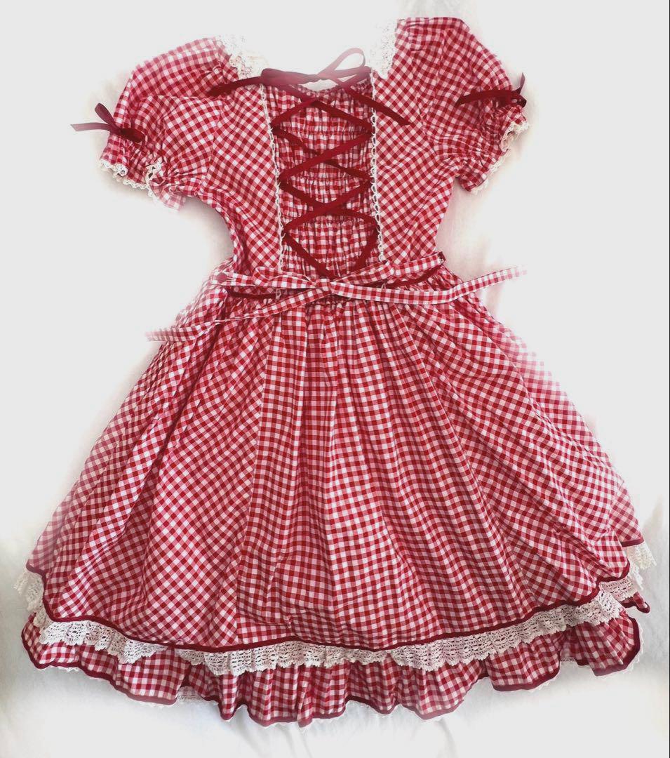 BABY♡ギンガムチェックワンピース♡エンジ