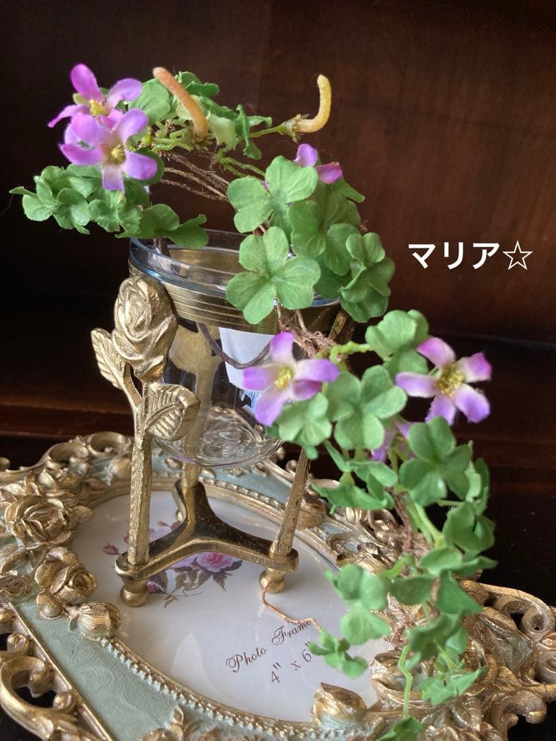 ヴィンテージ　ITALY 真鍮の薔薇★ガラスキャンドルホルダー　ポプリ入れ　花瓶